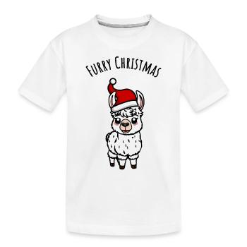 Furry Christmas Weihnachts Lama mit Zipfelmütze - Kinder Premium Bio T-Shirt - Weiß - Vorne