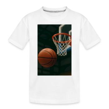 Basketball auf dem Weg zum Korb - Kinder Premium Bio T-Shirt - Weiß - Vorne
