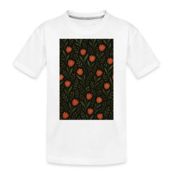 Tulpen Muster - Kinder Premium Bio T-Shirt - Weiß - Vorne