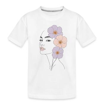 Blütenpoesie – Line Art Femininity - Kinder Premium Bio T-Shirt - Weiß - Vorne