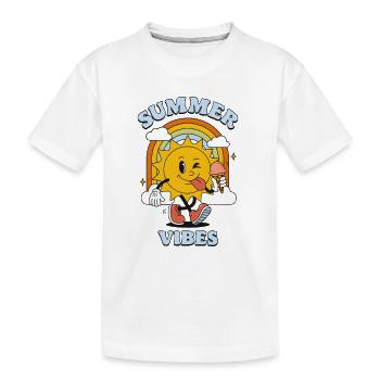 Summer Vibes Cartoon – Sonne mit Eis & Retro-Regen - Kinder Premium Bio T-Shirt - Weiß - Vorne