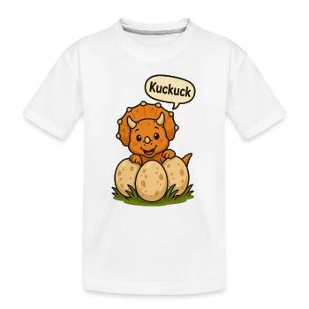 Kuckuck Der froehliche Triceratops - Kinder Premium Bio T-Shirt - Weiß - Vorne
