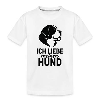 Ich liebe meinen Hund Bernhardiner - Kinder Premium Bio T-Shirt - Weiß - Vorne