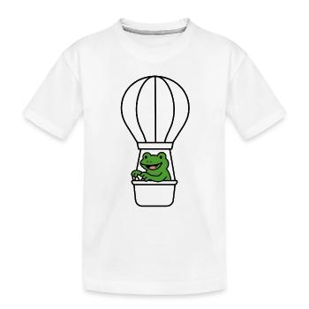 Frosch im Ballon - Kinder Premium Bio T-Shirt - Weiß - Vorne