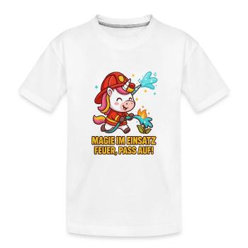 La magie en action Licorne extinctrice - T-shirt bio Premium Enfant - blanc - Devant