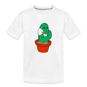 Kindermotiv: Kaktus rasiert sich - Kinder Premium Bio T-Shirt - Weiß - Vorne