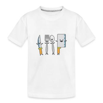 Kindermotiv tanzendes Besteck Kindershirt Besteck - Kinder Premium Bio T-Shirt - Weiß - Vorne