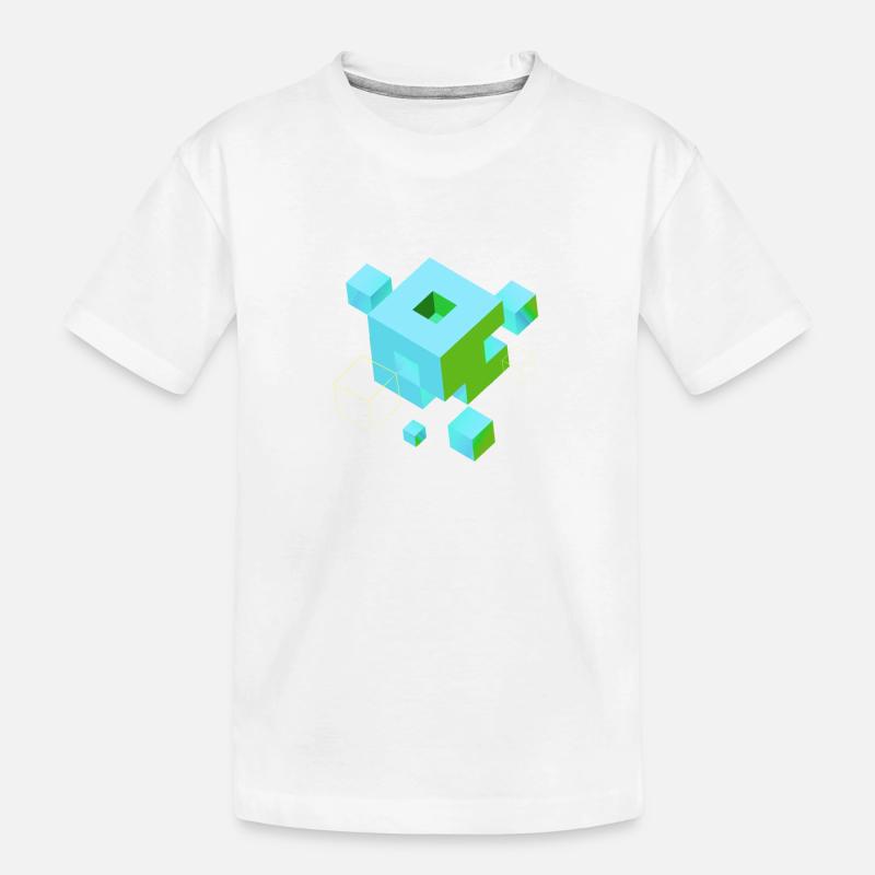 würfel pixel 3d nerd game mind craft Rubix Zauber  - Kinder Premium Bio T-Shirt - Weiß