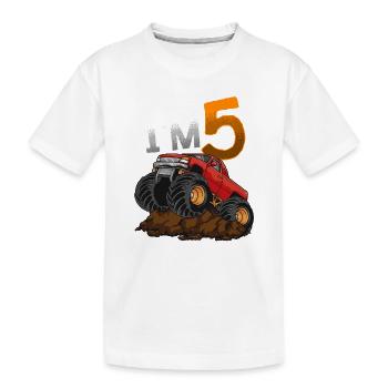 5ème anniversaire Monster Truck - T-shirt bio Premium Enfant - blanc - Devant