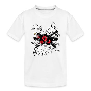 Rote Plattenmelodie und Tastenspur - Kinder Premium Bio T-Shirt - Weiß - Vorne