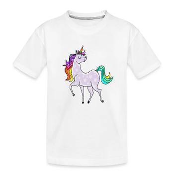 Licorne avec des astérisques et des couleurs arc-en-ciel - T-shirt bio Premium Enfant - blanc - Devant