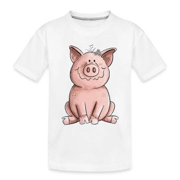 Glückliches Schwein - Kinder Premium Bio T-Shirt - Weiß - Vorne