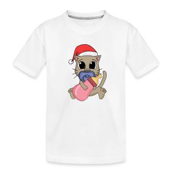 Bébé Chat Noël - T-shirt bio Premium Enfant - blanc - Devant
