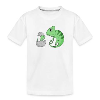 Caméléon avec bébé caméléon - T-shirt bio Premium Enfant - blanc - Devant