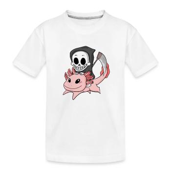 Sensenmann und Axolotl - Kinder Premium Bio T-Shirt - Weiß - Vorne
