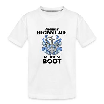 Motorboot Kapitän - Kinder Premium Bio T-Shirt - Weiß - Vorne