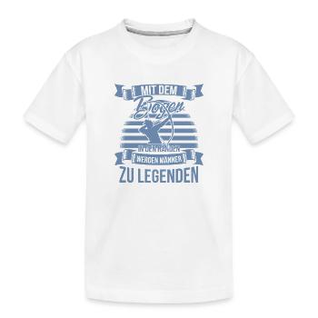 Bogenschiessen mit dem Bogen in den Händen - Kinder Premium Bio T-Shirt - Weiß - Vorne