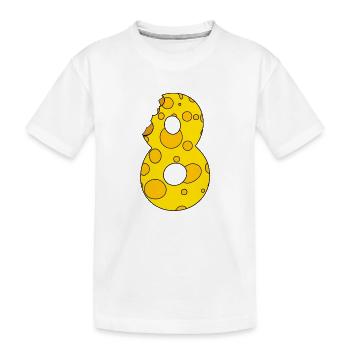 Number 8 Digit Cheese - Kids' Premium Organic T-Shirt - white - Front