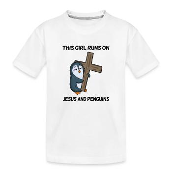 Pingouin et christianisme croisent chères filles - T-shirt bio Premium Enfant - blanc - Devant