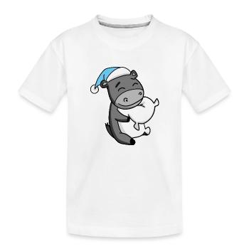 Donkey with pillow and sleeping cap - Kids' Premium Organic T-Shirt - white - Front