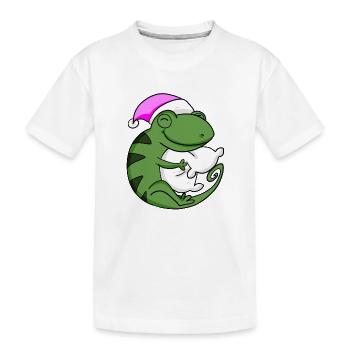 Caméléon avec oreiller et bonnet de couchage - T-shirt bio Premium Enfant - blanc - Devant