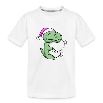 Crocodile with pillow and sleeping cap - Kids' Premium Organic T-Shirt - white - Front