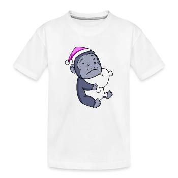 Gorilla with pillow and sleeping cap - Kids' Premium Organic T-Shirt - white - Front
