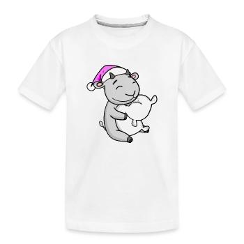 Goat with pillow and sleeping cap - Kids' Premium Organic T-Shirt - white - Front