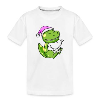 Dinosaur with pillow and sleeping cap - Kids' Premium Organic T-Shirt - white - Front