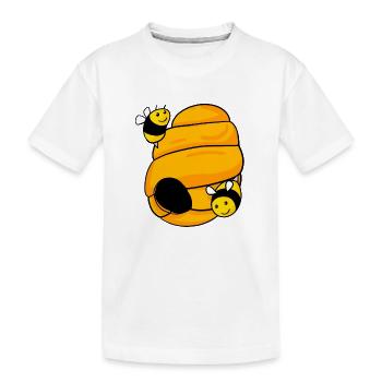 Nid d’abeilles avec des abeilles mignonnes - T-shirt bio Premium Enfant - blanc - Devant
