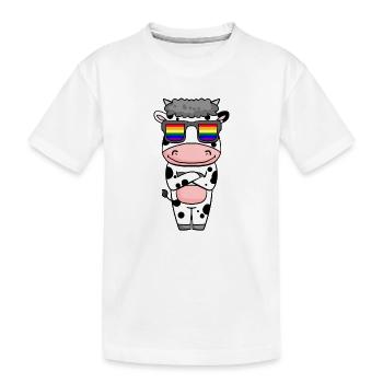 Gay Rainbow - Vache à lunettes - T-shirt bio Premium Enfant - blanc - Devant