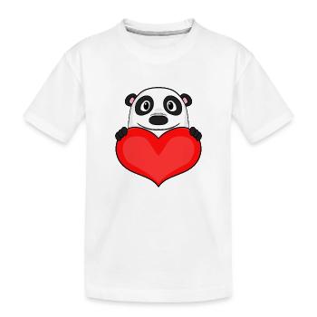 Panda with Heart - Love Romantic - Kids' Premium Organic T-Shirt - white - Front