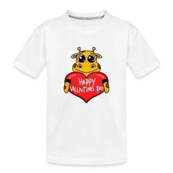 Valentine's Day Heart Giraffe - Kids' Premium Organic T-Shirt - white - Front