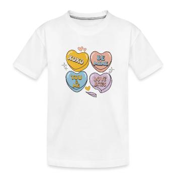 Bonbonherzen Retro Valentinstag - Kinder Premium Bio T-Shirt - Weiß - Vorne