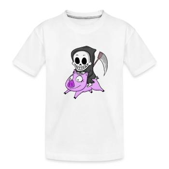 Grim Reaper Pig - Kids' Premium Organic T-Shirt - white - Front