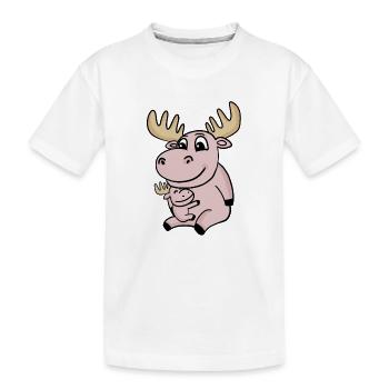 Moose family - Moose with baby - Kids' Premium Organic T-Shirt - white - Front