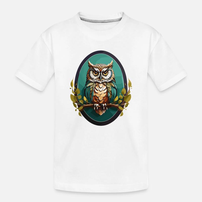 Eule - Kinder Premium Bio T-Shirt - Weiß
