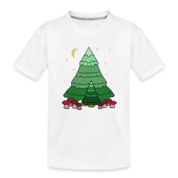 Nuit, Ciel étoilé, Forêt, Conifère, Sapin, Nature - T-shirt bio Premium Enfant - blanc - Devant