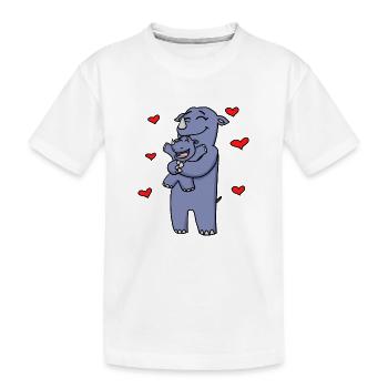 Nashorn Familie - Nashorn mit Baby - Nashörner - Kinder Premium Bio T-Shirt - Weiß - Vorne