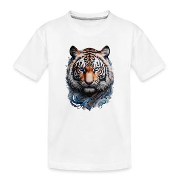 Tigre aux yeux bleus style tatouage Maori - T-shirt bio Premium Enfant - blanc - Devant