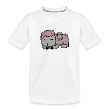 Famille de moutons - Moutons avec bébé - Parent isolé - T-shirt bio Premium Enfant - blanc - Devant