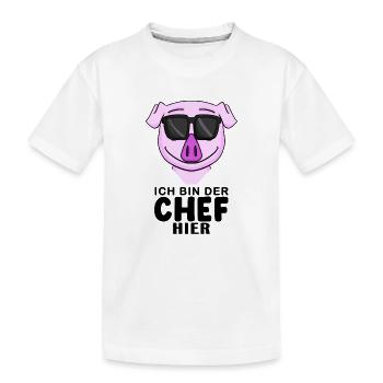 Chef Spruch mit Schwein Motiv - Kinder Premium Bio T-Shirt - Weiß - Vorne