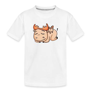 Moose Family - Moose with Baby - Kids' Premium Organic T-Shirt - white - Front