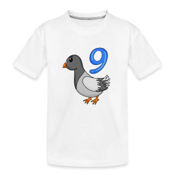 Motif Colombe 9ème Anniversaire - Neuf ans - T-shirt bio Premium Enfant - blanc - Devant