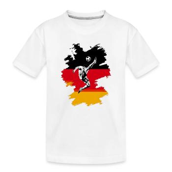 Dynamische Fußball-Action auf deutscher Flagge - Kinder Premium Bio T-Shirt - Weiß - Vorne
