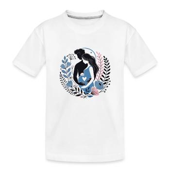 Expecting Parents Embrace Heart Love Flower Design - Kids' Premium Organic T-Shirt - white - Front