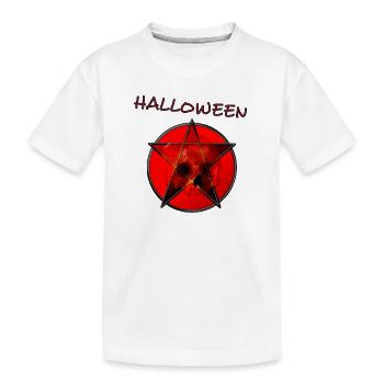 Pentagramm mit Totenschädel - Kinder Premium Bio T-Shirt - Weiß - Vorne
