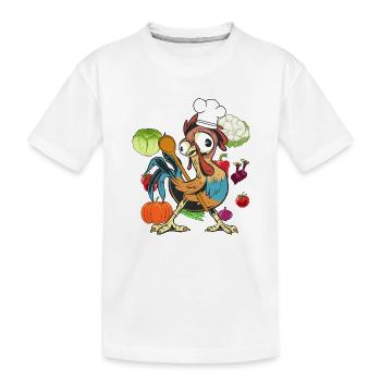 Poulet Coq Cuisinier Cuisiniers Cuisinier Arts culinaires Légumes - T-shirt bio Premium Enfant - blanc - Devant