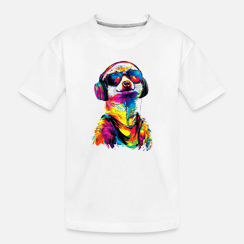 Erdmännchen Sonnenbrille Bunt Süßes Erdmännchen - Kinder Premium Bio T-Shirt - Weiß
