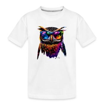 hibou coloré arc-en-ciel couleurs hibou hibou hibou hibou hibou hibou - T-shirt bio Premium Enfant - blanc - Devant